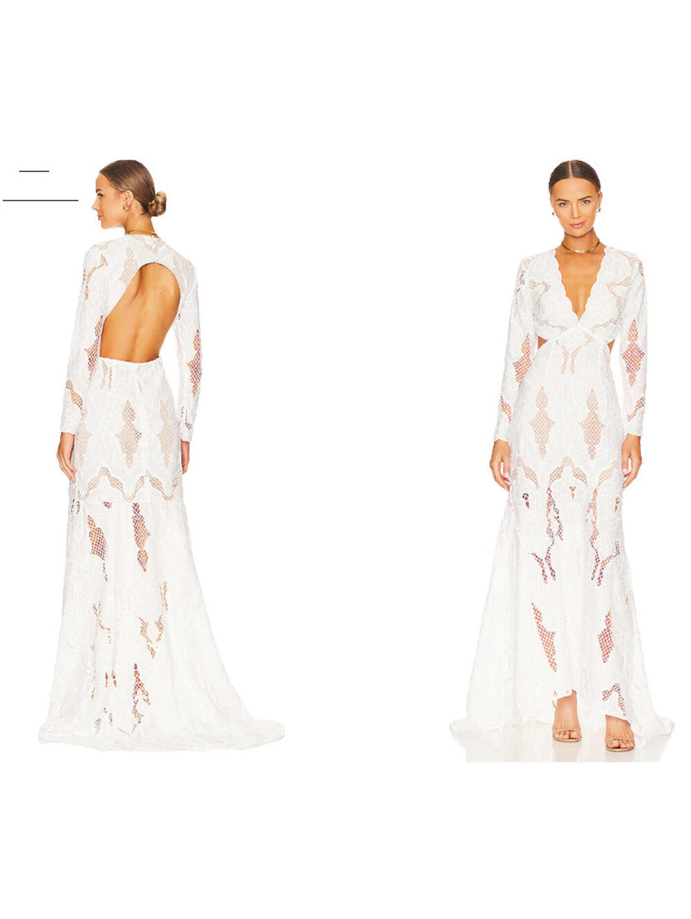 Elliatt Registry Gown Ivory Lace Open Back Long Sleeve Bridal Dress S NWT $330